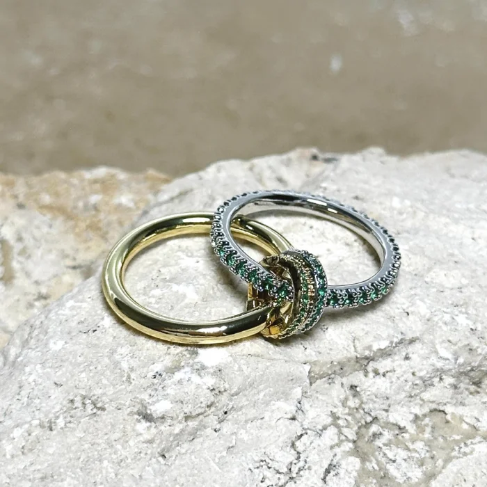 2li Gold-Yeşil Yüzük