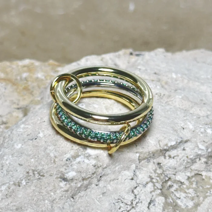 3lü Gold-Yeşil Yüzük