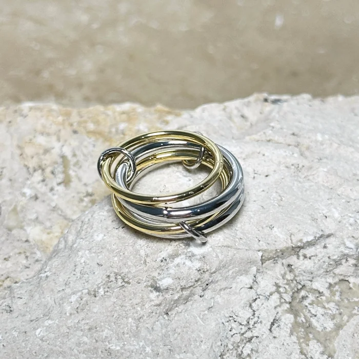 4lü Gold-Silver Sade Yüzük