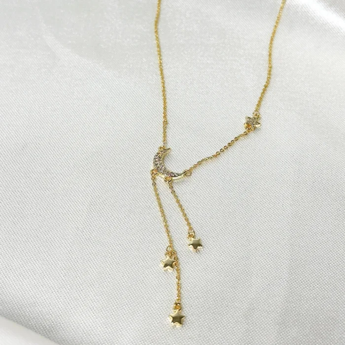 Ay Yıldız Y Kolye Gold