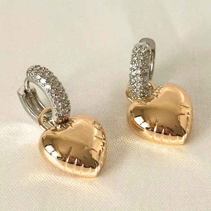 Balon Kalpli Zirkon Gold-Silver Küpe