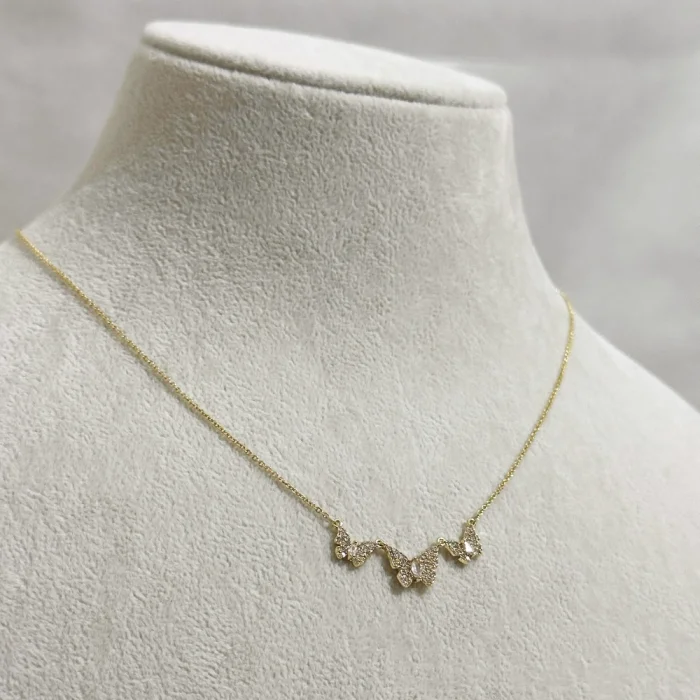 Butterfly Zirkon Kolye Gold