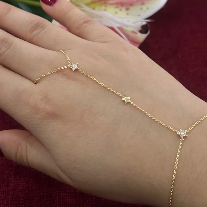 Çelik 3lü Yıldız Taşlı Şahmeran Gold