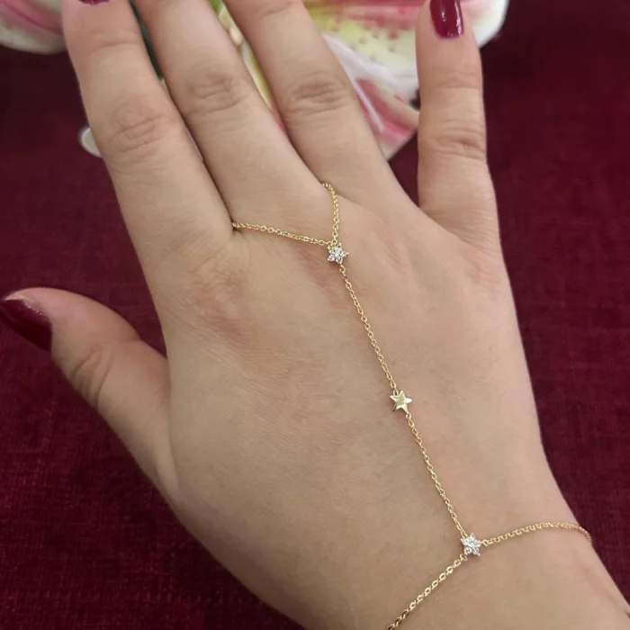 Çelik 3lü Yıldız Taşlı Şahmeran Gold