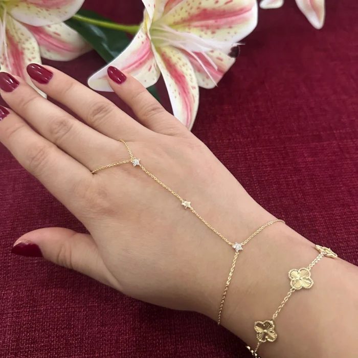 Çelik 3lü Yıldız Taşlı Şahmeran Gold