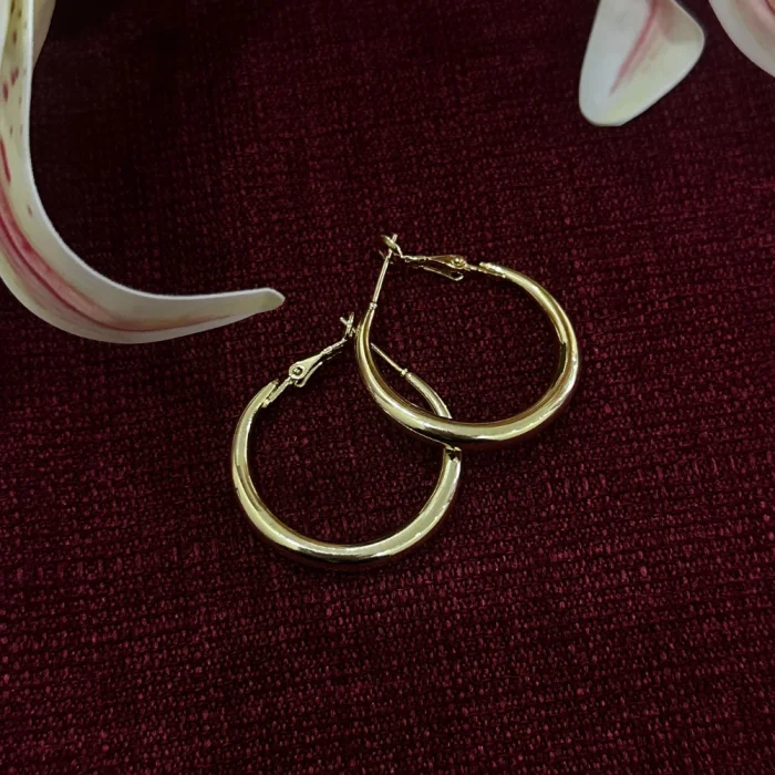 Çelik Genişleyen Halka Küpe Gold