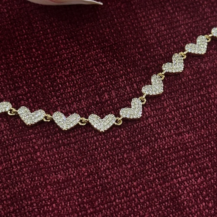 Çelik Kalpli Zirkon Bileklik Gold