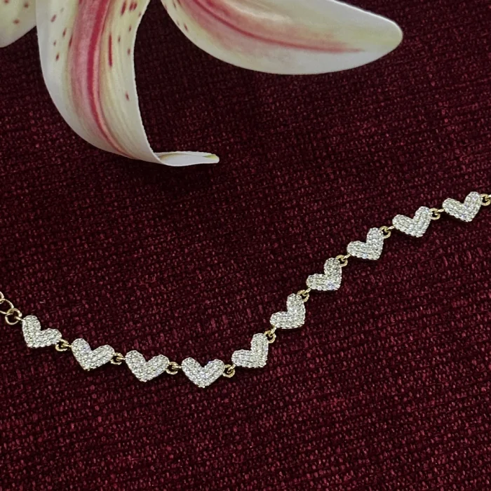 Çelik Kalpli Zirkon Bileklik Gold