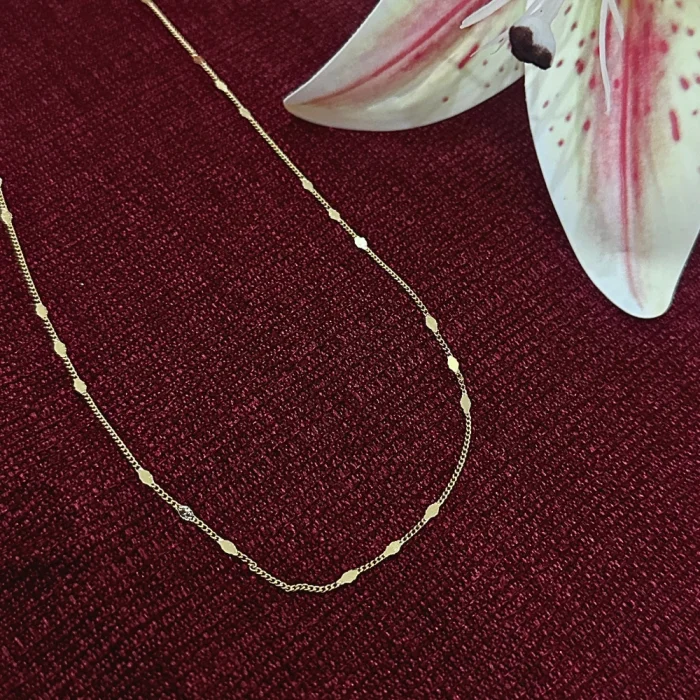 Çelik Sade Zincir Kolye Gold