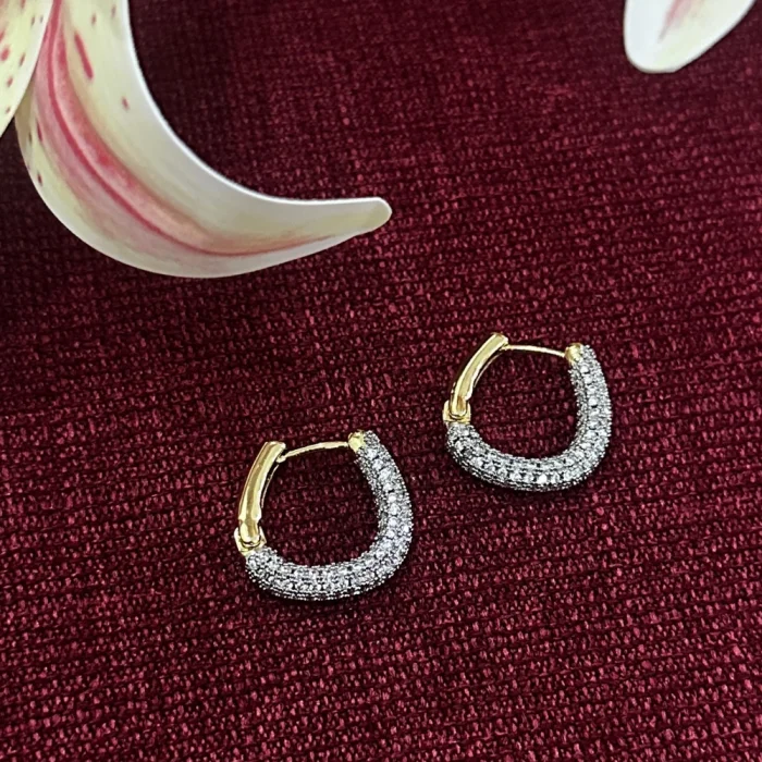 Çelik Silver Taşlı Küpe Gold