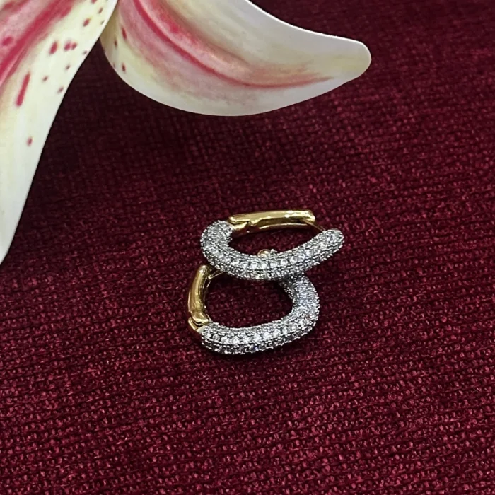 Çelik Silver Taşlı Küpe Gold