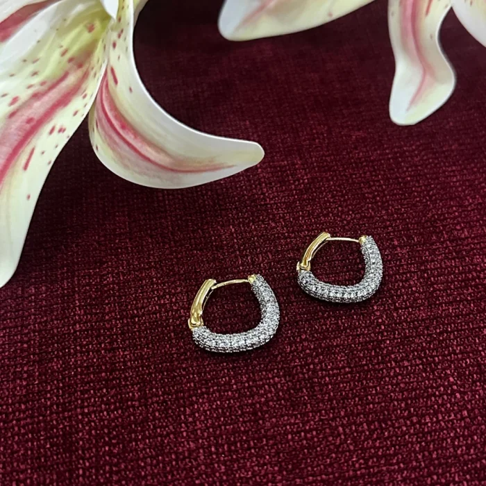 Çelik Silver Taşlı Küpe Gold