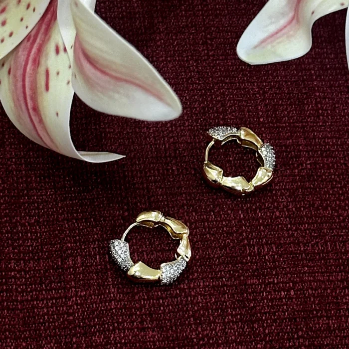 Çelik Twisted Halka Küpe Gold-Silver