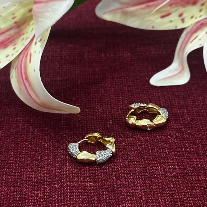 Çelik Twisted Halka Küpe Gold-Silver