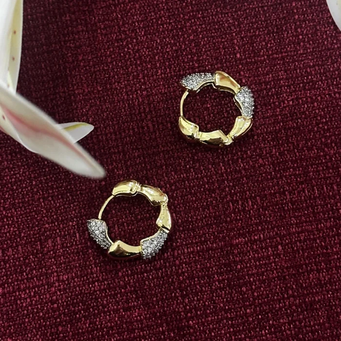 Çelik Twisted Halka Küpe Gold-Silver