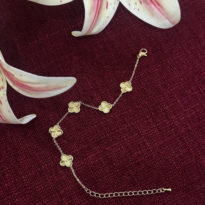 Çelik Yonca Bileklik Gold