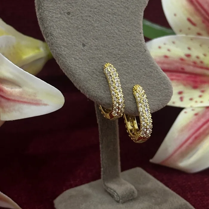 Çelik Zirkon Uzun Küpe Gold