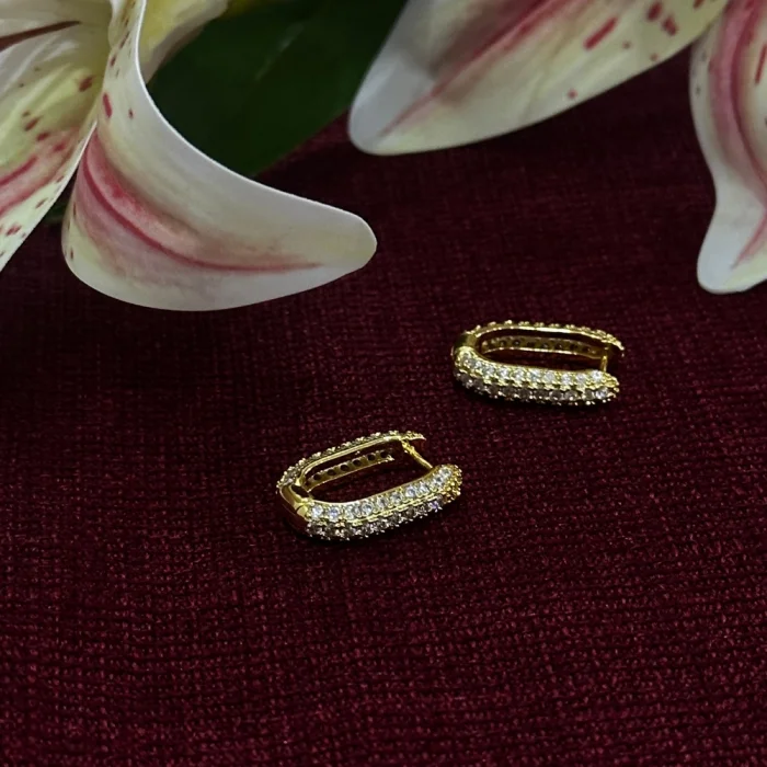 Çelik Zirkon Uzun Küpe Gold