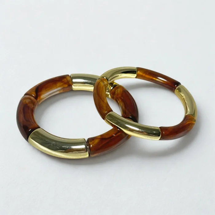 Kahverengi Gold Kemik Bileklik 2li