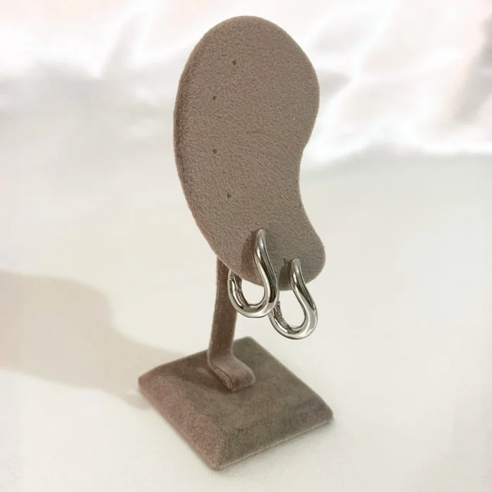 Kıvrımlı Şık Çelik Silver Küpe