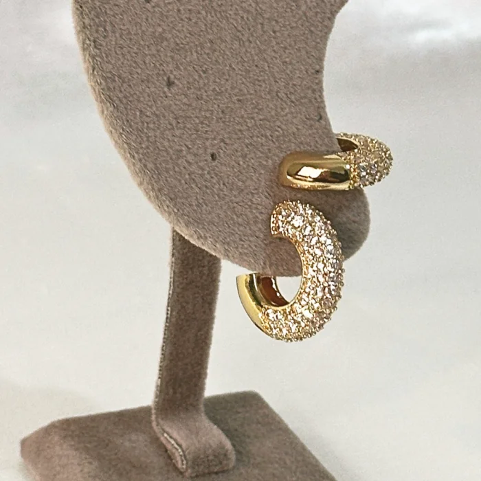 VIP Halka Zirkon Gold Küpe