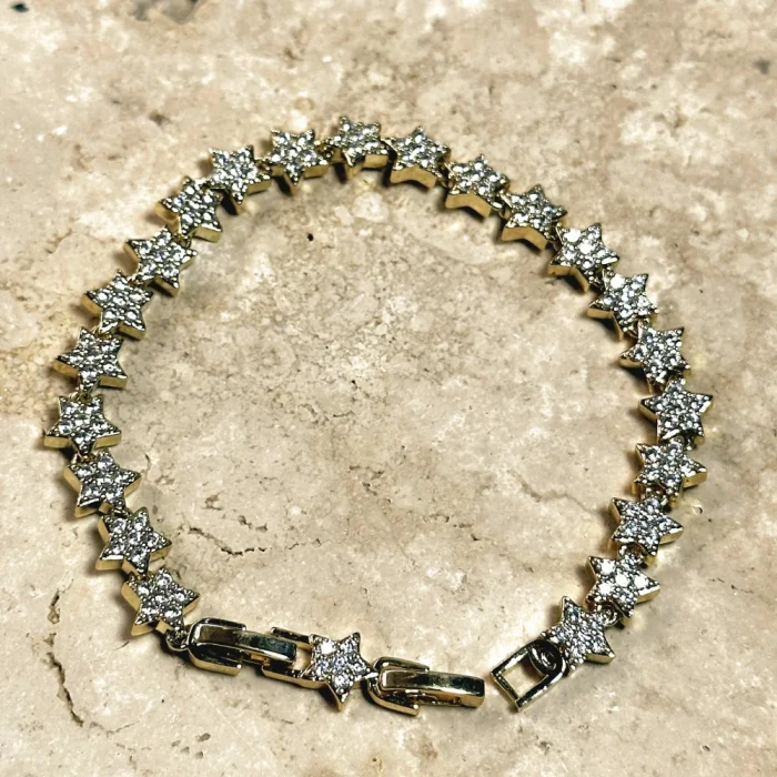 VIP Seri Yıldızlı Zirkon Bileklik Gold