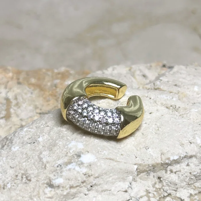 VIP Yarım Taşlı Gold Earcuff