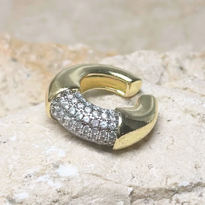 VIP Yarım Taşlı Gold Earcuff