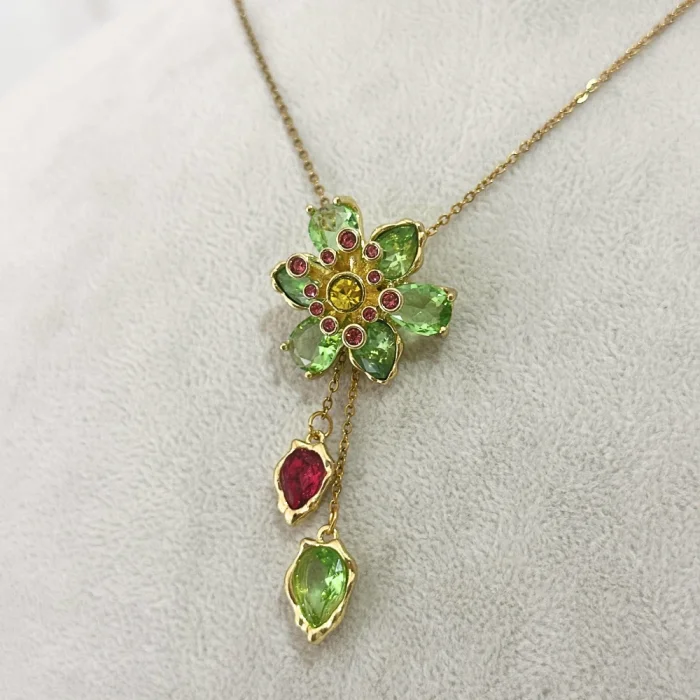 Yeşil Çiçek Kolye Ayarlanabilir Gold