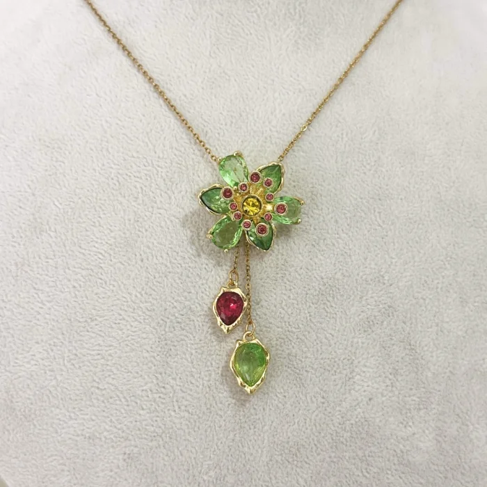 Yeşil Çiçek Kolye Ayarlanabilir Gold