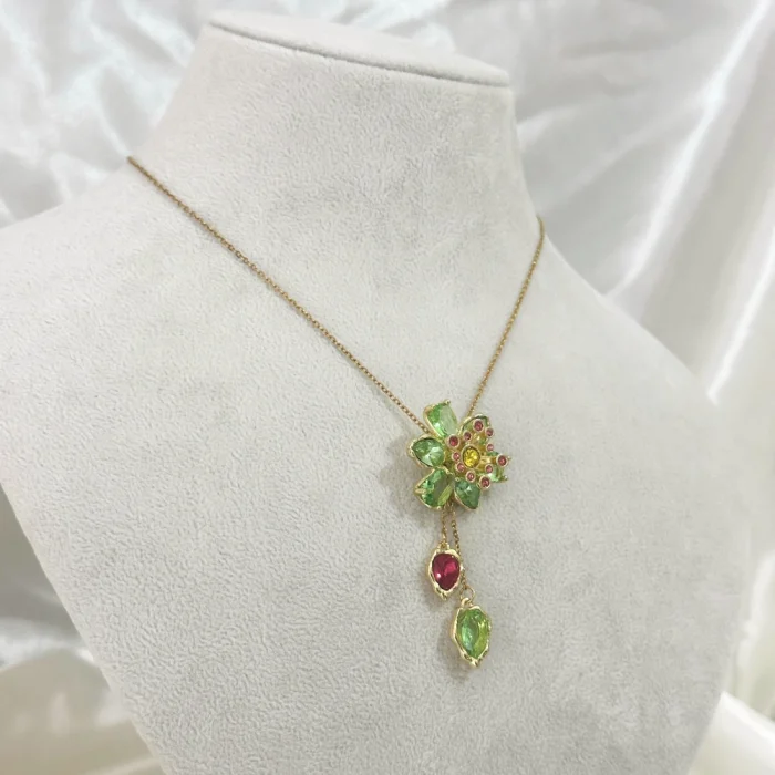 Yeşil Çiçek Kolye Ayarlanabilir Gold