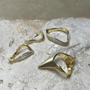 4 Adet Taşlı Gold Set Yüzük