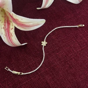 Çelik Çiçek Zirkon Taş Bileklik Gold