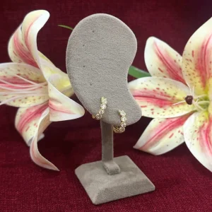 Çelik Rahi Taşlı Küpe Gold