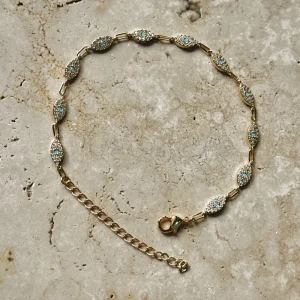 Çelik Taşlı Göz Bileklik Gold