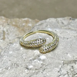 Damla Sarmalı Taşlı Gold Yüzük