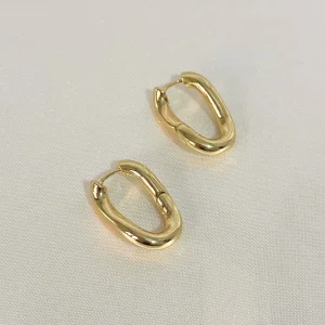 Kıvrımlı Şık Çelik Gold Küpe