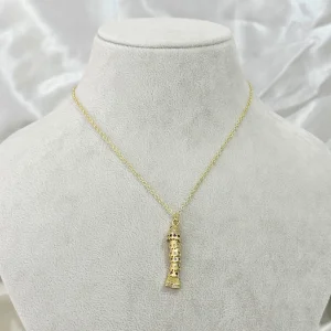 Renkli Taşlı Hareketli Balık Kolye Gold