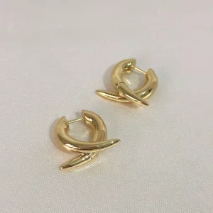 Sivri İki Taraflı Çelik Gold Küpe