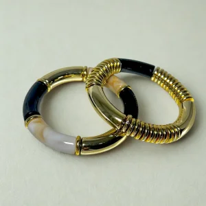 Siyah Gold Kemik Bileklik 2li