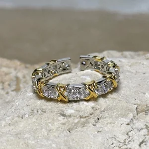 Taşlı X Gold Detaylı Yüzük