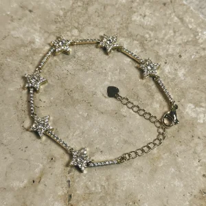 Yıldızlı Çelik Zirkon Bileklik Gold