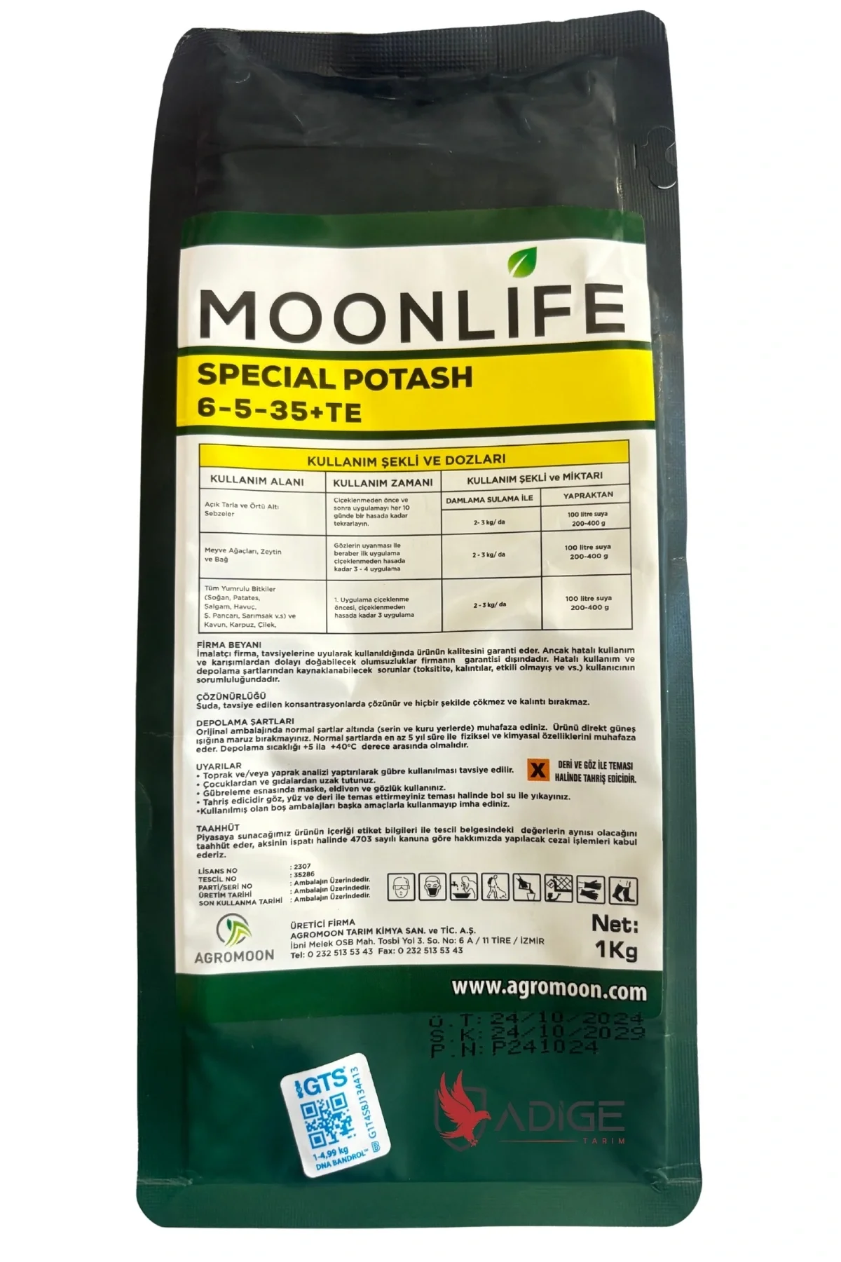 Moonlife Specıal Potash Npk Sıvı Gübre 6-5-35+Te