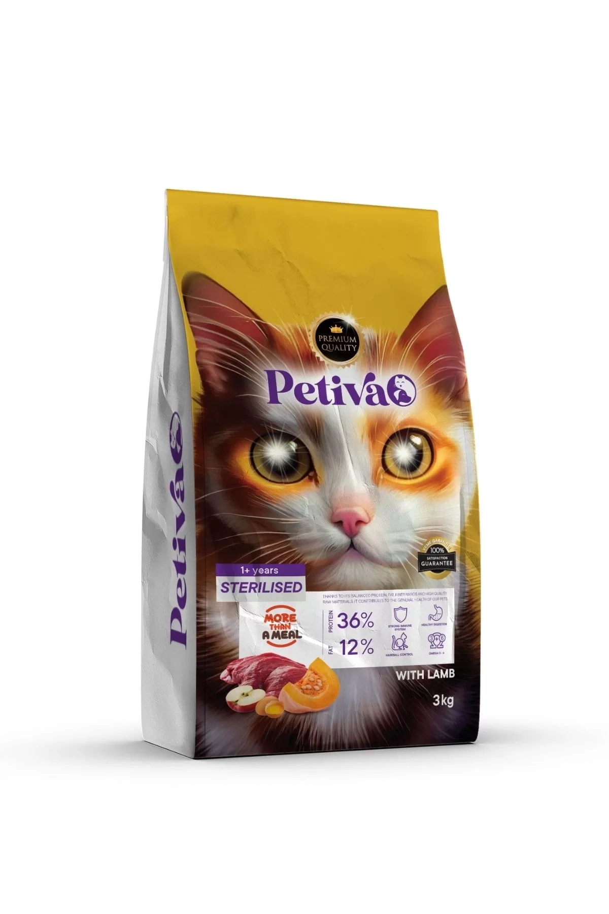 Petiva Kısırlaştırılmış Kuzulu Kedi Maması 3 Kg