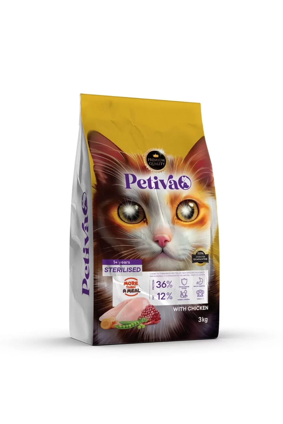 Petiva Kısırlaştırılmış Tavuklu Kedi Maması 3 Kg