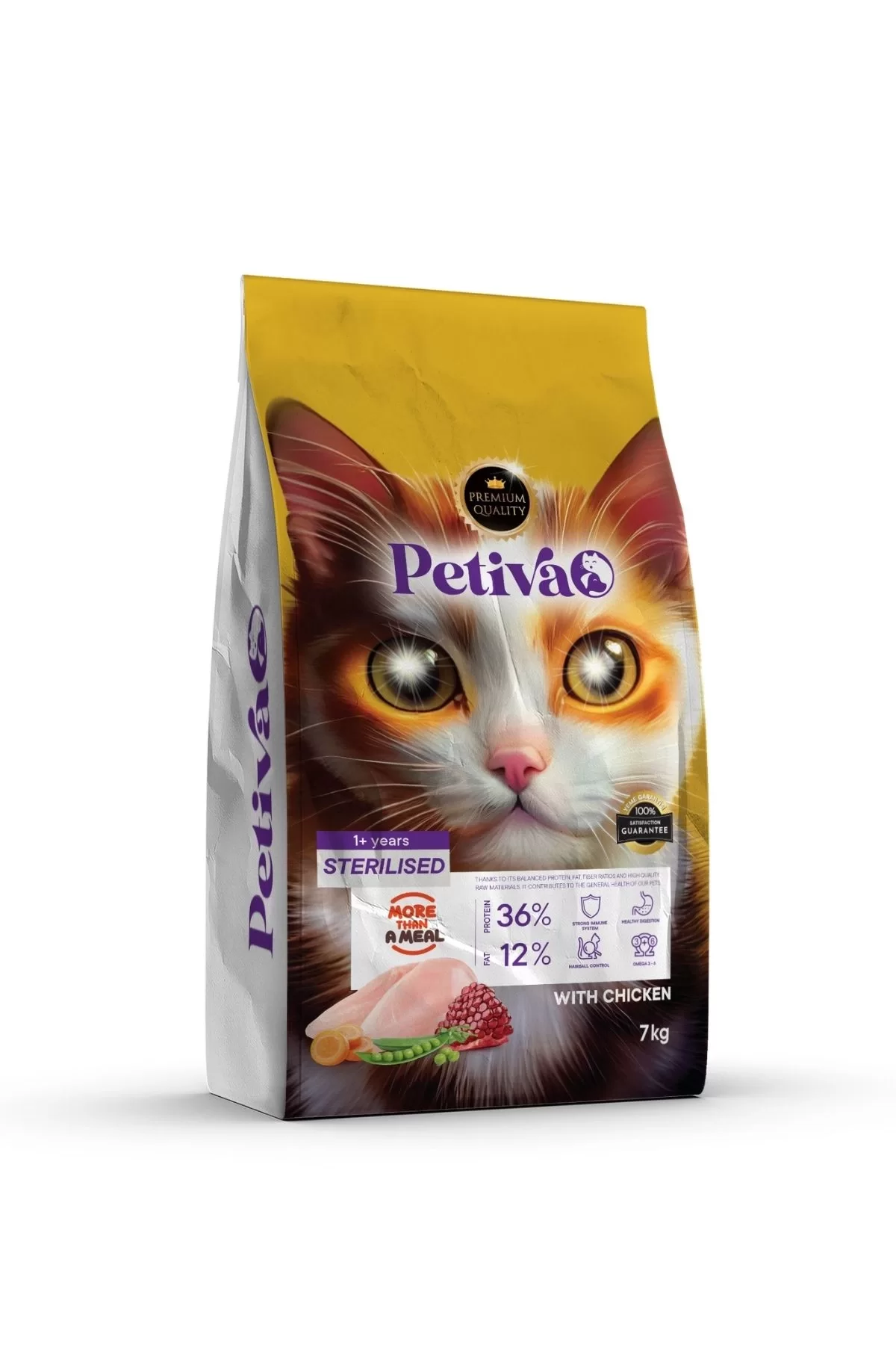 Petiva Kısırlaştırılmış Tavuklu Kedi Maması 7 Kg