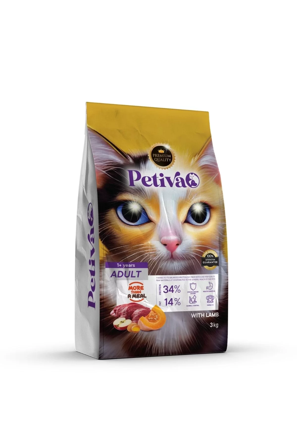 Petiva Yetişkin Kuzulu Kedi Maması 3 Kg