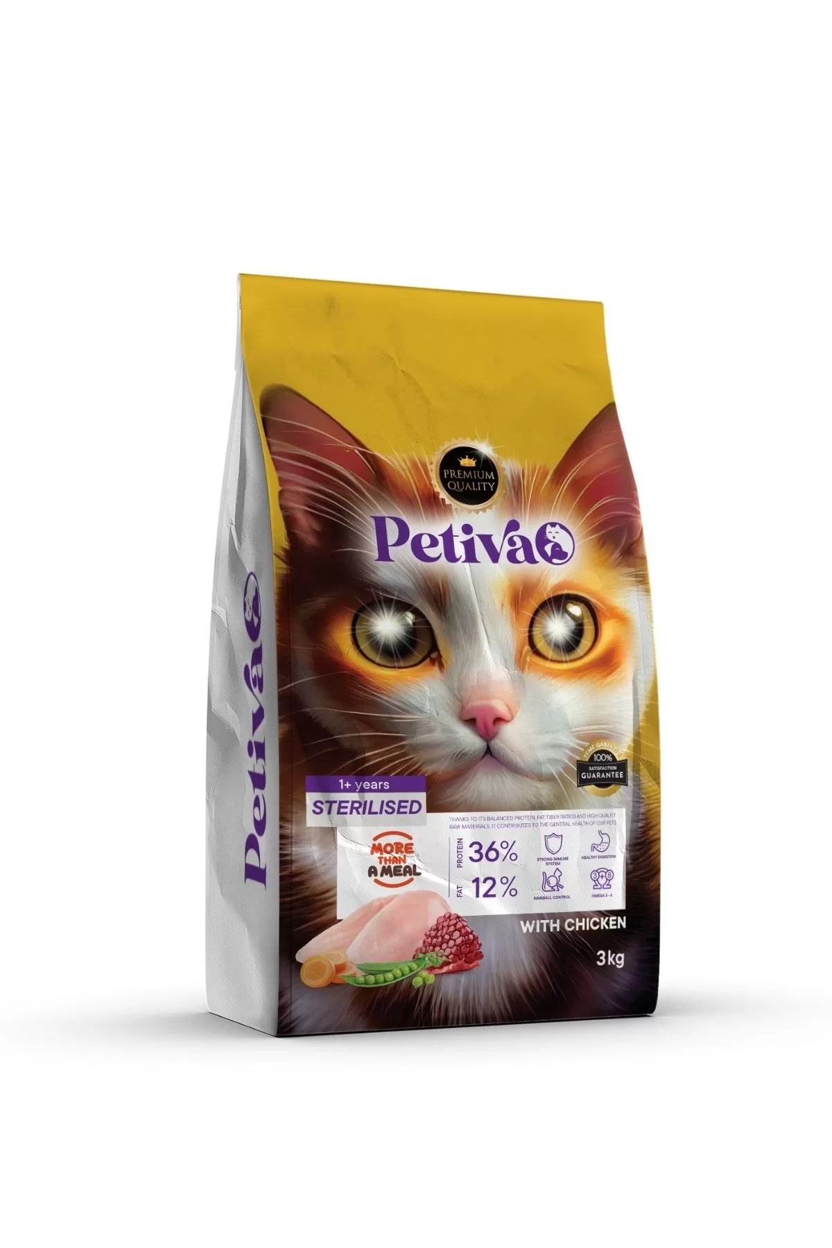 Petiva Yetişkin Tavuklu Kedi Maması 3 Kg