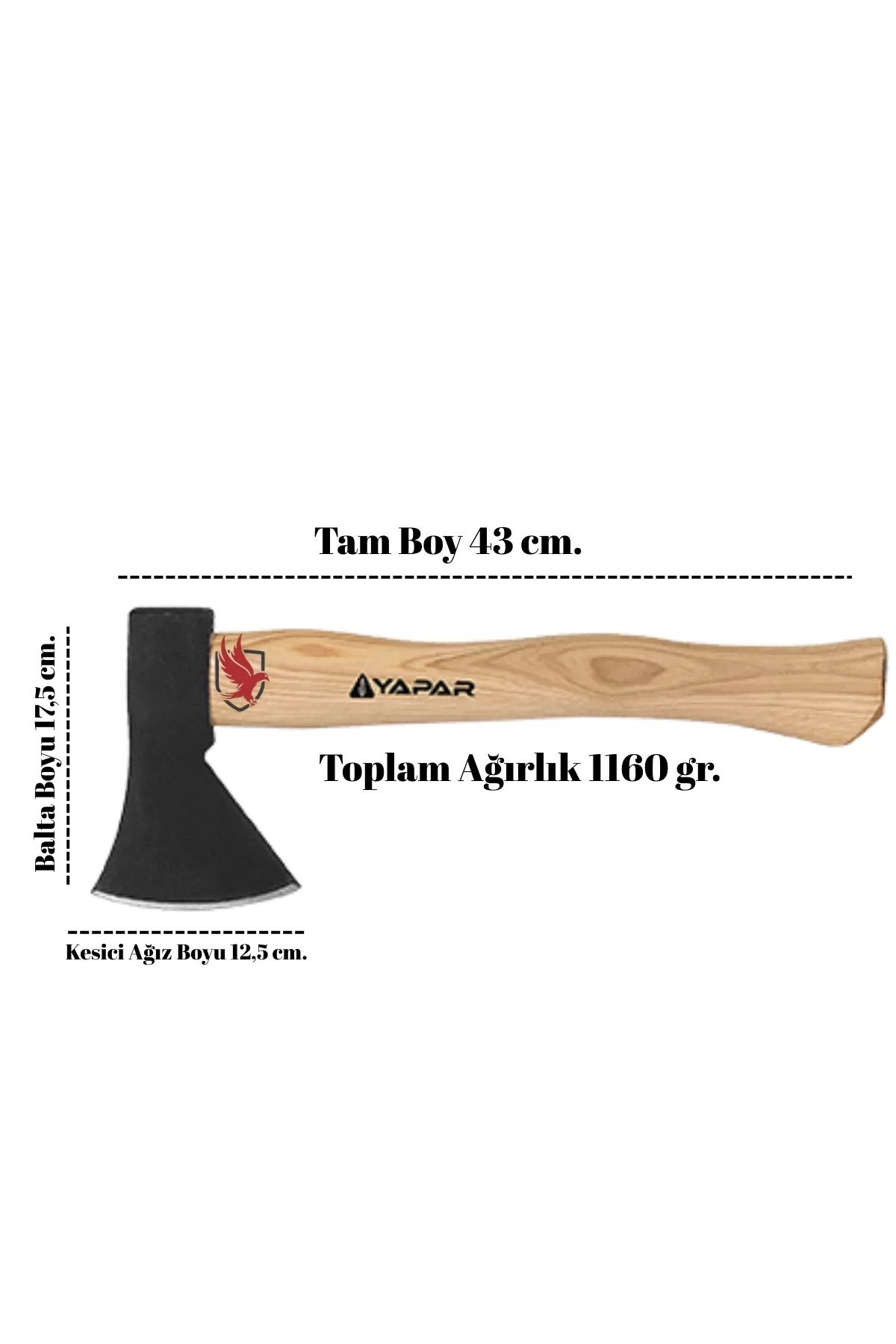 Yapar Ahşap Saplı Dövme Çelik Kamp Baltası 1 Kg