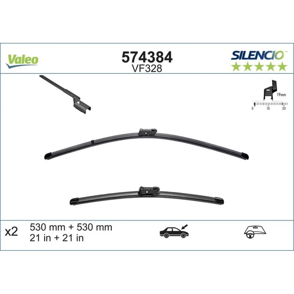 Silecek flat blade ( x2 ) vm328 530/530 ( skoda fabia 07 ) 53/53